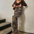 Printed Water Wave Pattern High Waist Vertical Pants